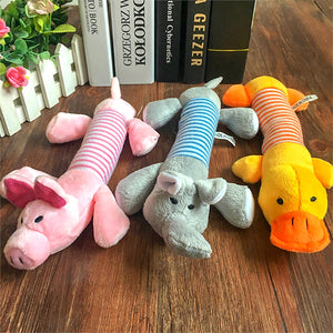 Cute Pet Dog Cat Plush Squeak Sound Dog Toys Funny Fleece Durability Chew Molar Toy Fit for All Pets Elephant Duck Pig