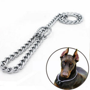 Metal Stainless Steel Chain Dog Collar Double Row Chrome Plated Training Show Collar Adjustable Safety Control