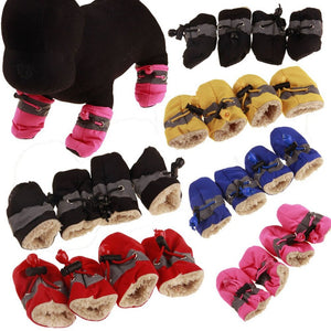 4pcs Antiskid Puppy Shoes Soft-soled Pet Dog Shoes Waterproof Small Dog Prewalkers Soft Pet Products Supplies Pet Paw Care New