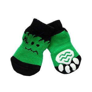 7 Styles 4pcs Pet Dog Knit Socks Pattern Printed Non-slip Cotton Socks Paws Cover Warm Shoes S M L XL