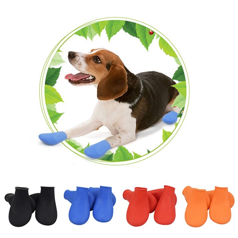 4pcs Pet Rubber Boots Socks Foot Cover Waterproof Rain Shoes Non Slip Outdoor Puppies Multcolor Shoes Pet Paw Protectors