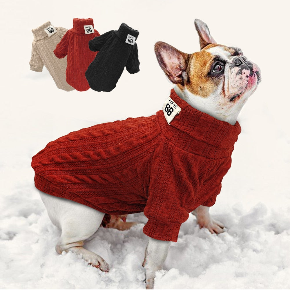 Puppy Dog Knit Sweater Pet Cat Warm Winter Classic Sweaters Knitted Turtleneck Small Dogs Kitten Cats Soft Knitwear Apparel XS-L