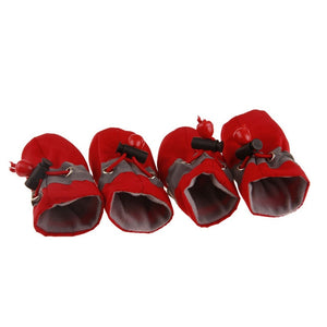 4Pcs/set Pet Dogs Winter Shoes Rain Snow Waterproof Booties Socks Rubber Anti-slip Shoes For Small Dog Puppies Footwear Cachorro