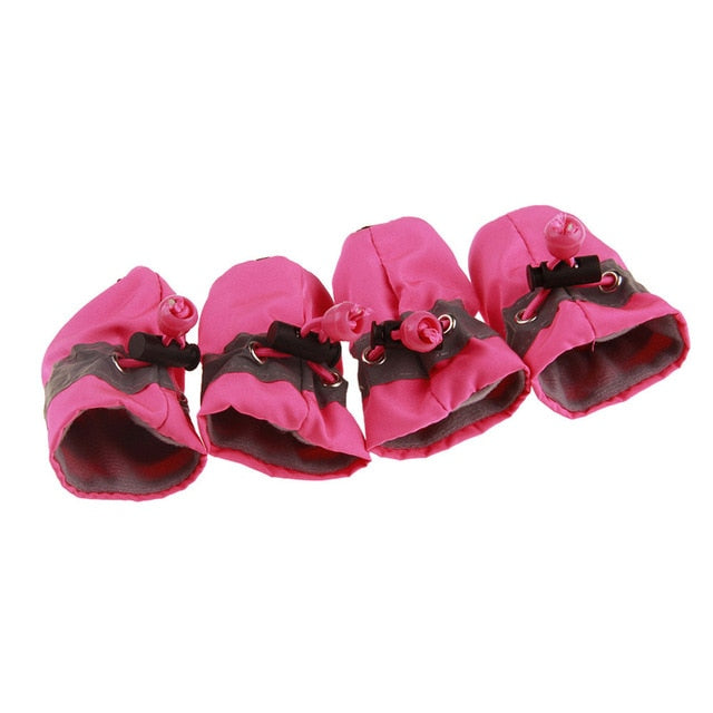 4Pcs/set Pet Dogs Winter Shoes Rain Snow Waterproof Booties Socks Rubber Anti-slip Shoes For Small Dog Puppies Footwear Cachorro