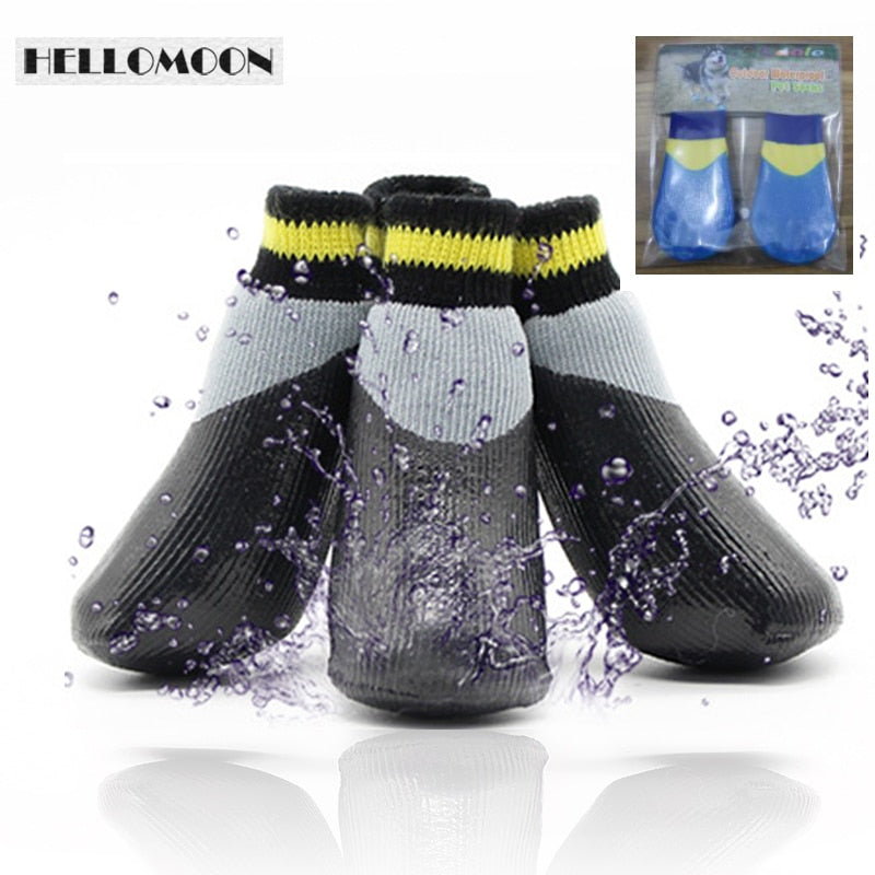 Hellomoon 4pcs Socks for Dogs New Bright Colors Outdoor Waterproof Dog Socks Anti Skid Small and Large Dog Shoes